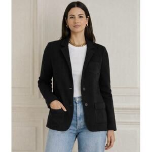 Whistles Black Cotton Knit Slim Fit Blazer Size 6